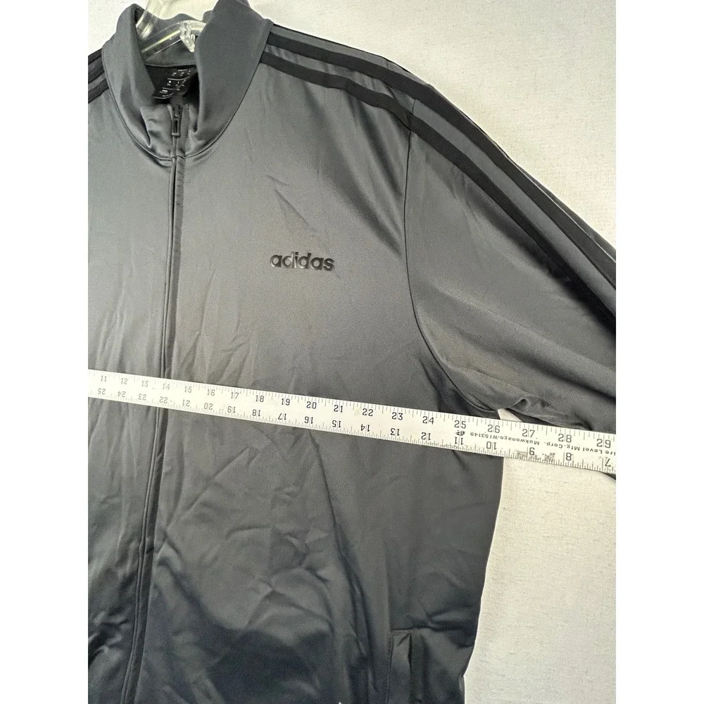 Adidas Mens Essentials Track Jacket Grey 3-Stripe Full Zip DU0448 Size 2XL